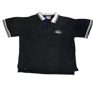 Vtg Colorado Rockies Polo Shirt Size Large Black Apex One Chest Logo
